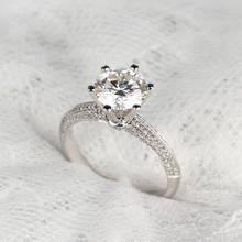 Anel de moissanite 18k feito sob encomenda, anel luxuoso estilo romântico com 18 cores e joia de aniversário de casamento 2024 - compre barato