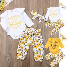 Conjunto de roupas florais para bebês meninas, 3 peças, macacão, body, calças 2024 - compre barato