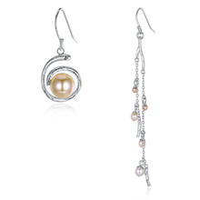 ZEMIOR-pendientes de gota de Plata de Ley 925 para mujer, aretes asimétricos en espiral con ramas de perlas de concha, regalos de cumpleaños para Amiga 2024 - compra barato