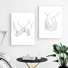 Lovers Hands Line Art Prints Couple Gifts Black White Minimalist Wall Art Canvas Poster Nordic Decoration Painting Bedroom Decor 2024 - buy cheap