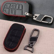 Car Leather Remote Key Fob Cover Case Fit For Jeep Grand Cherokee Chrysler 200 300 Dodge Durango Charger Challenger Journey 2024 - buy cheap