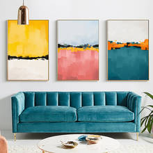 Pinturas abstractas en varios colores para decoración del hogar, lienzo azul y amarillo, imagen artística de pared, sala de estar póster para, oficina, sin marco 2024 - compra barato