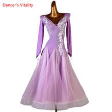 Modern Dance Dress V-Neck Diamond-Studded Mesh Long Skirt Performance Clothing High-end Custom Child Woman Competition Clothes 2024 - buy cheap