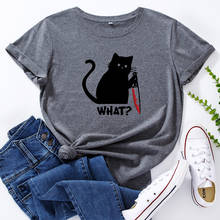 2021 Summer Cotton Women Graphic T Shirt Funny Cat Print Short Sleeve Tee Tops Casual O-Neck Female Oversized TShirt 2024 - buy cheap