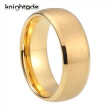 6mm 8mm Gold Tungsten Carbide Wedding Band For Men Women Couple Rings Dome Brushed Finish Beveled Edges Comfort Fit 2024 - buy cheap