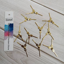 Camal 100pcs 29mm Golden Plated Metal Hook Triangle Bowtie Pins Crystal Prisms Beads Connectors Chandelier Lamp Part 2024 - buy cheap