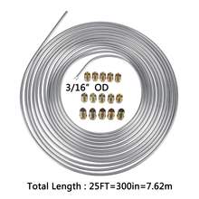 25ft 7.62m Roll Tube Coil of 3/16" OD Copper Nickel Brake Pipe Hose Line Piping Tube Tubing Silver Zinc With 15 Pcs Tube Nuts 2024 - buy cheap