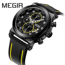 Megir relógio de pulso masculino luxuoso, com cronógrafo de quartzo, esportivo militar de silicone, novo 2020 2024 - compre barato