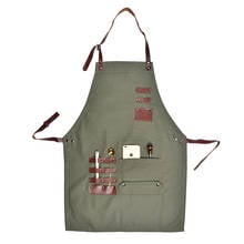 Waxed Canvas Tool Apron Top Quality Genuine Leather Webbing Apron Water Oil Resistant Catering Painter Gardener Work Uniform 2024 - buy cheap