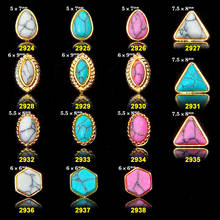 High Quality 20pcs Flat Bottom Turquoise Triangle Hexagonal Metal Edging Alloy Rhinestone 3D Charm DIY Nail Jewelry Decoration 2024 - buy cheap