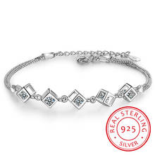 Caixa de cubo de prata esterlina para pulseiras e braceletes, nova moda para mulheres, prata esterlina 925 2024 - compre barato