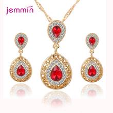 Brand Design Boutique Women AAA Cubic Zircon Jewelry Sets Pendant Necklaces Earrings Wedding Gold Color Crystal Bijoux 2024 - buy cheap