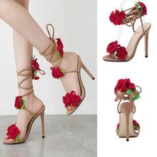 Summer Rose Ankle Cross Strap High Heels Shoes Women Sandals Peep Toe Sexy Party Female Ladies Shoes Woman Sandalias 2024 - buy cheap