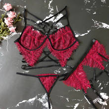 Lingerie feminina conjunto de roupa interior sexy sutiã goth lingerie 3 peça conjunto sutiã lingerie erótica feminino conjunto 2024 - compre barato
