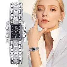 Women Watch Rectangle Dial Silver Stainless Steel Crystal Watches Fashion Quartz For Women ladies major relojes Hot Sale Relojes 2024 - buy cheap