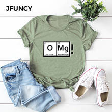 JFUNCY OMG Fun Chemistry Element Periodic Table Graphic Oversize Woman Tee Tops Summer Women Cotton Shirts Female T-shirt 2020 2024 - купить недорого