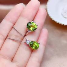 Natural Olivine Stone S925 Ring Pendant Necklace Set Fine Fashion Weddings Jewelry for Women Free Shipping MeibaPJFS 2024 - buy cheap