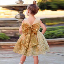 2021 Embroidery 3 2 1 Year Birthday Dress For Baby Girl Clothes Golden Bow Princess Dresses Baptism Dress Infant Vestidos Flower 2024 - купить недорого