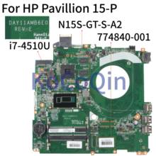 KoCoQin-placa base para portátil HP Pavillion 15-P Core I5, I7-4510U de 15,6 pulgadas, DAY11AMB6E0, 774840-001, SR1EB, N15S-GT-S-A2 2024 - compra barato