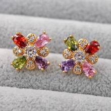 Fashion Bohemian red blue Earrings waterdrop zircon for Women's stud flower Earrings Stud Earrings Wedding Jewelry accessories 2024 - buy cheap