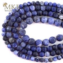 Natural Stone Dull Polish Matter Old Sodalite Stone Round Beads Spacer Loose Beads For Jewelry Making 4mm-12mm Diy Bracelet 15" 2024 - buy cheap