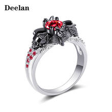 Deelan Skull Engagement Rings For Women Zircon Fashion Evil Skeleton Womens Ring Jewelry Halloween Accessories 2024 - buy cheap