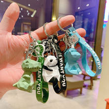 2020 New Creative Cartoon Faceted Dinosaur Panda Doll Keychain Couple Car Key Chain Bag Hanging Gift for Men Women 2024 - buy cheap