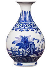 Vaso pintado à mão qianzhen, vaso antigo azul e branco de porcelana com estampa de paisagem 2024 - compre barato