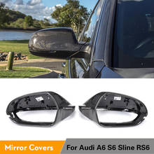 Carbon Fiber Full Replacement Rearview Mirror Caps With Side Assist for Audi A6 2012 - 2015 S6 RS6 2013 - 2016 Sedan 4-Door 2024 - buy cheap