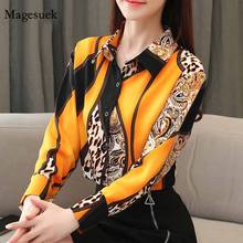 Korean Style Vintage 2020 Clothing Printing Leopard Chiffon Blouses Women Elegant Long Sleeve Shirts Button Ladies Tops  8092 50 2024 - buy cheap