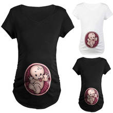 Летняя футболка для беременных; Размеры S-3XL; Милые футболки с круглым вырезом и короткими рукавами для беременных женщин; Одежда для беременных; Забавные футболки 2024 - купить недорого