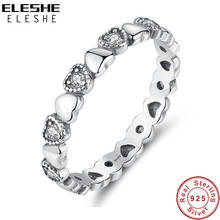 ELESHE Romantic 925 Sterling Silver Forever Love Heart Rings Pave Crystal CZ Stackable Rings For Women Fine Jewelry Wedding Gift 2024 - buy cheap