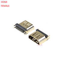 10 шт. HDMI Женский разъем/разъем 19PIN 19 P 1,6 мм 180 градусов позолоченный hd 19 PIN 2024 - купить недорого