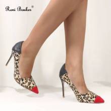 Roni Bouker-zapatos de tacón alto de piel Natural para mujer, calzado Sexy de leopardo, de fiesta, de noche 2024 - compra barato