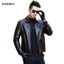 Kolmakov nova chegada inverno estilo masculino forro de lã de couro falso negócios casual sólido zíper turn-down colarinho casaco jaqueta M-4XL 2024 - compre barato