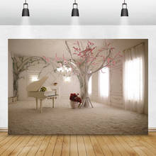 Laeacco casa chique flor árvore, piano de árvore, fotografia tapete cenários para casamento fotografia 2024 - compre barato