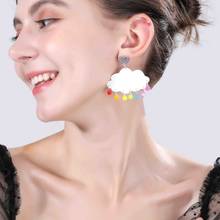 Ziccapuong brincos de orelha coloridos de arco-íris, nuvem de acrílico adorável com glitter lightning, brincos para orelha feminina para presente de festa 2024 - compre barato
