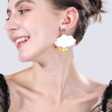 ZiccoWong Acrylic Lovely Heart Colorful Cloud Rainbow Ear Stud Earrings Lightning Glitter Ear Stud Earring For Women Party Gift 2024 - buy cheap