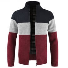 Men's Sweaters Cardigan Coats Autumn Winter Warm Cashmere Faux Wool Zipper Sweaters Jacket Casual Knitwear Patchwork Sweatercoat 2024 - buy cheap