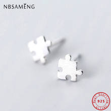 NBSAMENG 100% 925 Sterling Silver Small 6*6mm Simple Puzzle Stud Earrings Joker For Women Jewelry Gift Prevent Allergy 2024 - buy cheap