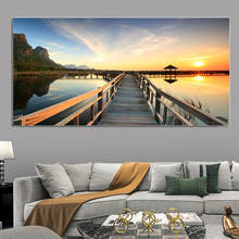 Sunset Wooden Bridge Lake Landscape Posters and Prints Canvas Painting Cuadros Scandinavian Wall Picture for Living Room Decor 2024 - buy cheap