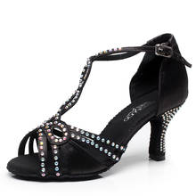 Zapatos de baile latino para mujer, calzado moderno de tacón alto de satén, elegante, estilo Salsa, jazz, Tango, para interior y exterior 2024 - compra barato