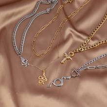Punk Women Stainless Steel Necklace Thick Snake Necklace Long Pendant Necklace For Women Double Layer Necklace Women Jewelry 2024 - buy cheap