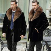 Chaqueta de piel sintética de visón negro para hombre, abrigo de piel cálido, chaquetas sueltas, moda gruesa para invierno y otoño 2024 - compra barato