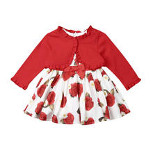 1-7Y Toddler Baby Kid Girls Flower Dress Party Wedding Birthday Formal Dress Valentines Day Red Dress For Girl Children Costumes 2024 - buy cheap