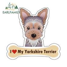 Pegatina de hueso de perro de dibujos animados I Love My Yorkshire Terrier, señal de coche, calcomanía de cachorro, gráfico, 13cm x 12,6 cm 2024 - compra barato