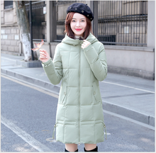 Parcas femininas para inverno, casaco solto médio-longo com capuz, espessura rosa e neve, blusa externa 90% 2024 - compre barato