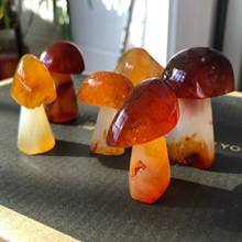 1 шт. натуральный красный агат Кристалл Резные грибы резные полированная мебель, украшенная красивыми цветами 2024 - купить недорого