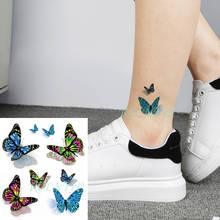 Tatuagem temporária à prova dwaterproof água adesivo cor borboleta falso tatoo flash mão tatto braço perna volta arte do corpo para crianças menina 2024 - compre barato
