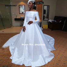 Vestido De Novia africano con hombros descubiertos, manga larga, blanco, Princesa, línea A, tienda en línea indefinida, 2020 2024 - compra barato
